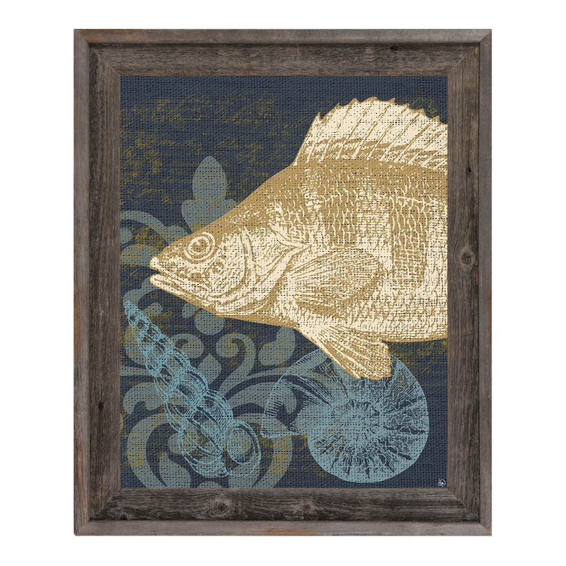 Click Wall Art Damask Fish Framed Graphic Art on Canvas in Gray Wayfair